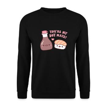 Cute Soy Sauce And Sushi You Are My Soy Mate - Unisex Sweatshirt - black - Front - Alina (178cm) & Michal (187cm)