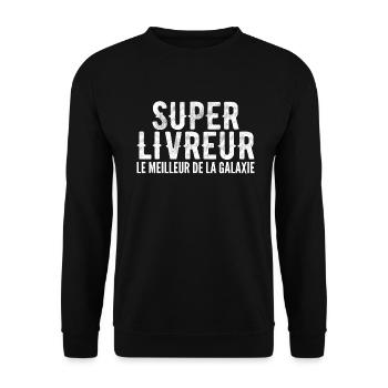 Super livreur cadeau drôle chauffeur livreur - Sweat-shirt Unisexe - noir - Devant - Alina (178cm) & Michal (187cm)