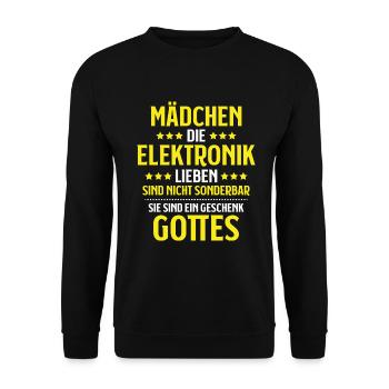 Elektronikerin Elektronik Elektroniker Geschenk - Unisex Pullover - Schwarz - Vorne - Alina (178cm) & Michal (187cm)