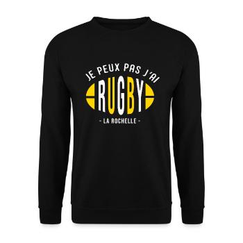 Rugby la rochelle Je peux pas supporter rochelais - Sweat-shirt Unisexe - noir - Devant - Alina (178cm) & Michal (187cm)