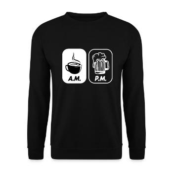 Bier Kaffee Liebhaber Bierpong Spruch Zitat - Unisex Pullover - Schwarz - Vorne - Alina (178cm) & Michal (187cm)