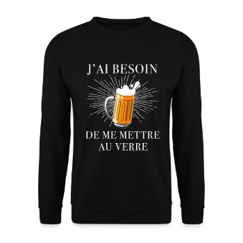J'ai Besoin De Me Metre Au Vert Humour Bière Apéro - Sweat-shirt Unisexe - noir - Devant - Alina (178cm) & Michal (187cm)