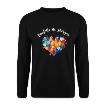 Köln Karneval Alaaf Jeck Party Konfetti Herz - Unisex Pullover - Schwarz - Vorne - Alina (178cm) & Michal (187cm)