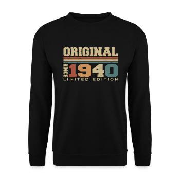 Original 1940er Jahre Retro-Geschenk 84. Jahrestag 1940er Jahre - Unisex Pullover - Schwarz - Vorne - Alina (178cm) & Michal (187cm)