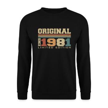 Original 1981 Rétro Cadeau 43e Anniversaire 1981 - Sweat-shirt Unisexe - noir - Devant - Alina (178cm) & Michal (187cm)