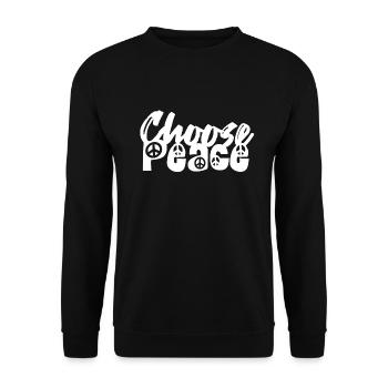 Choose Peace Vintage Peacezeichen - Unisex Pullover - Schwarz - Vorne - Alina (178cm) & Michal (187cm)