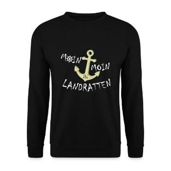 Kapitän grüßt Landratten I Segeltörn Geschenk - Unisex Pullover - Schwarz - Vorne - Alina (178cm) & Michal (187cm)