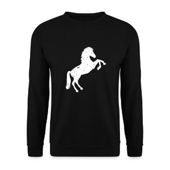 Steigendes Pferd Wildpferd vintage Schimmel steigt - Unisex Pullover - Schwarz - Vorne - Alina (178cm) & Michal (187cm)