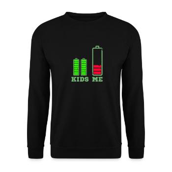 Babysitter Tshirt children full of energy Battery empty - Unisex Sweatshirt - black - Front - Alina (178cm) & Michal (187cm)