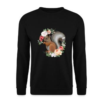 Cute squirrel flower wreath animal gardener - Unisex Sweatshirt - black - Front - Alina (178cm) & Michal (187cm)