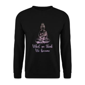 Bunter Buddha Inspirierendes Buddhismus - Unisex Pullover - Schwarz - Vorne - Alina (178cm) & Michal (187cm)
