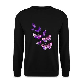 Beautiful butterfly girl purple - Unisex Sweatshirt - black - Front - Alina (178cm) & Michal (187cm)
