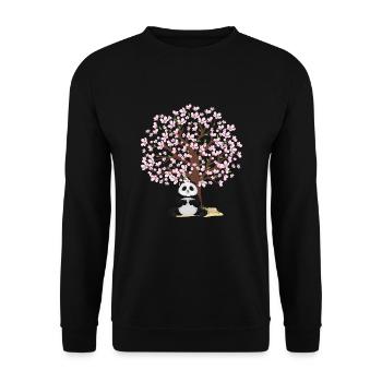 Cherry Blossom Panda Japanese Tree Sakura - Unisex Sweatshirt - black - Front - Alina (178cm) & Michal (187cm)