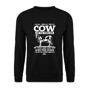 Drôle vache agriculteur élevage bovin citations - Sweat-shirt Unisexe - noir - Devant - Alina (178cm) & Michal (187cm)