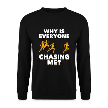 Lustiger Marathon Athlet Laufen Jogger Humor - Unisex Pullover - Schwarz - Vorne - Alina (178cm) & Michal (187cm)