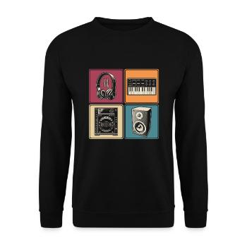 Modular Synthesizer Analog Kopfhörer DJ Musiker - Unisex Pullover - Schwarz - Vorne - Alina (178cm) & Michal (187cm)