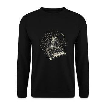 Modular Synthesizer Analog Mond Techno Acid Katze - Unisex Pullover - Schwarz - Vorne - Alina (178cm) & Michal (187cm)