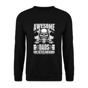 Papa Tattoo Bart Schnurrbart Vater - Unisex Pullover - Schwarz - Vorne - Alina (178cm) & Michal (187cm)