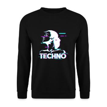 Techno Basse Elektro Musique de danse Raver - Sweat-shirt Unisexe - noir - Devant - Alina (178cm) & Michal (187cm)