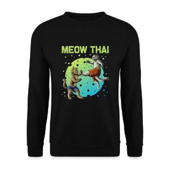 Muay Thaï Chats Humour Thai Boxe Combattants - Sweat-shirt Unisexe - noir - Devant - Alina (178cm) & Michal (187cm)