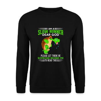 Lustige langsame Schildkröte Läufer Marathon - Unisex Pullover - Schwarz - Vorne - Alina (178cm) & Michal (187cm)