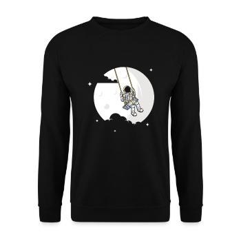 Astronaut Moon Swing Young Girls Cosmonaut - Unisex Sweatshirt - black - Front - Alina (178cm) & Michal (187cm)