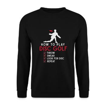 Lustige Discgolf Anleitung Frisbee Disc Golfing - Unisex Pullover - Schwarz - Vorne - Alina (178cm) & Michal (187cm)