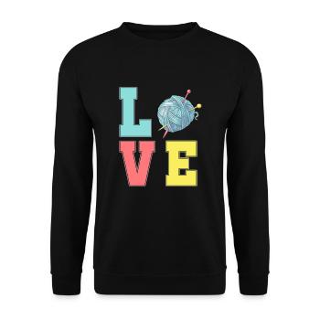 Crochet Love Hobby Crafting Yarn Knitter - Unisex Sweatshirt - black - Front - Alina (178cm) & Michal (187cm)