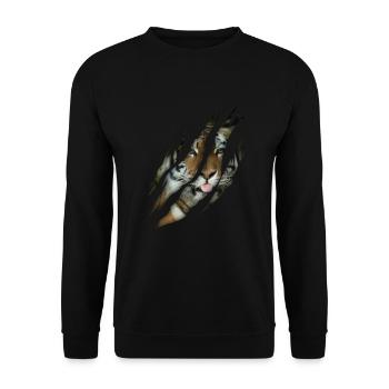 Funny Tiger Safari Animal Cat - Unisex Sweatshirt - black - Front - Alina (178cm) & Michal (187cm)