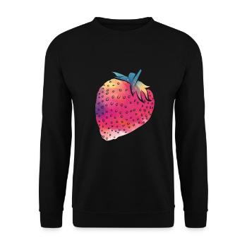 Bunte Erdbeere Garten Sommer Essen - Unisex Pullover - Schwarz - Vorne - Alina (178cm) & Michal (187cm)