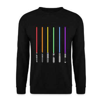 LGBT Stolz Schwerter Lesbisch Schwul - Unisex Pullover - Schwarz - Vorne - Alina (178cm) & Michal (187cm)