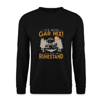 Pensioners Mountains Hiking Retirement Pension - Unisex Sweatshirt - black - Front - Alina (178cm) & Michal (187cm)