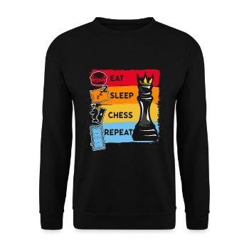 Funny Chess King Eat Sleep Chess Repeat - Unisex Sweatshirt - black - Front - Alina (178cm) & Michal (187cm)