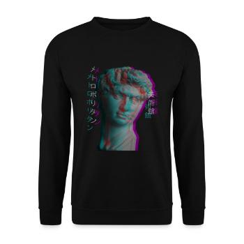 Ancient Greek Sculpture Vaporwave Statue Head - Unisex Sweatshirt - black - Front - Alina (178cm) & Michal (187cm)