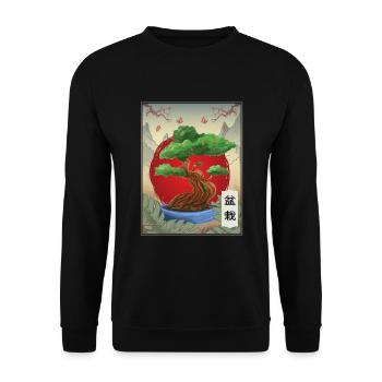 Bonsai Tree Buddhism Japan Nature Butterfly - Unisex Sweatshirt - black - Front - Alina (178cm) & Michal (187cm)
