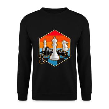 Retro Chess Pieces Vintage Chessboard - Unisex Sweatshirt - black - Front - Alina (178cm) & Michal (187cm)