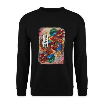 Japanische Koi Fisch Kunst Fischzüchter Aquakultur - Unisex Pullover - Schwarz - Vorne - Alina (178cm) & Michal (187cm)
