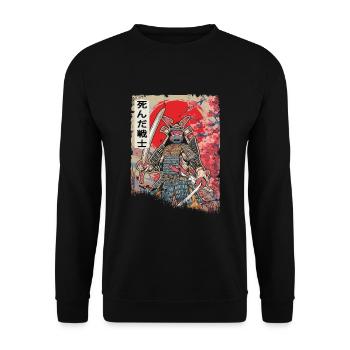 Japanischer Samurai Krieger Japan Schwertkämpfer - Unisex Pullover - Schwarz - Vorne - Alina (178cm) & Michal (187cm)
