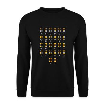 Braille Alphabet Blinde Kunst - Unisex Pullover - Schwarz - Vorne - Alina (178cm) & Michal (187cm)