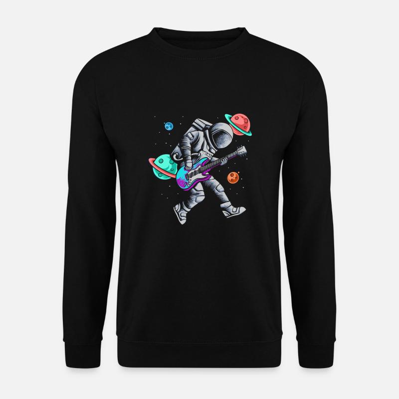Astronaut Gitarre Weltraum Planeten Musiker - Unisex Pullover - Schwarz