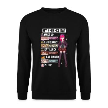 Jour parfait Anime Otaku Girl Japonais Manga - Sweat-shirt Unisexe - noir - Devant - Alina (178cm) & Michal (187cm)
