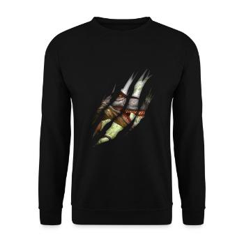Trex Dinosaurier Zerrissene Klaue Dino - Unisex Pullover - Schwarz - Vorne - Alina (178cm) & Michal (187cm)