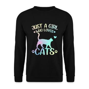 Just A Girl Who Loves Cats Cat Girl - Unisex Sweatshirt - black - Front - Alina (178cm) & Michal (187cm)