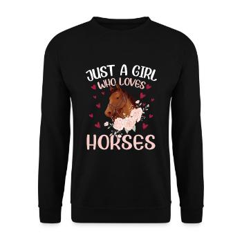 Just A Girl Who Loves Horses Filles Chevaux - Sweat-shirt Unisexe - noir - Devant - Alina (178cm) & Michal (187cm)