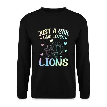Just A Girl Who Loves Lions Lion Fille Lion - Sweat-shirt Unisexe - noir - Devant - Alina (178cm) & Michal (187cm)