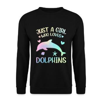 A girl who loves dolphins - Unisex Sweatshirt - black - Front - Alina (178cm) & Michal (187cm)