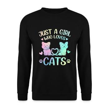 Une fille qui aime les chats - Sweat-shirt Unisexe - noir - Devant - Alina (178cm) & Michal (187cm)