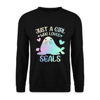 A girl who loves seals - Unisex Sweatshirt - black - Front - Alina (178cm) & Michal (187cm)