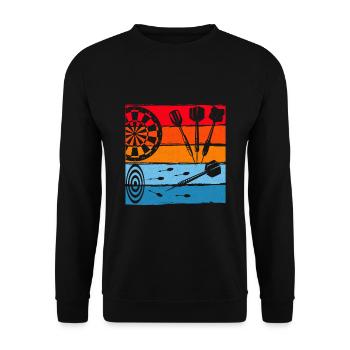 Retro Dartpfeil Dartscheibe 180 Darts - Unisex Pullover - Schwarz - Vorne - Alina (178cm) & Michal (187cm)