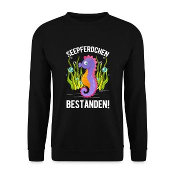 Hippocampe insigne de natation réussi - Sweat-shirt Unisexe - noir - Devant - Alina (178cm) & Michal (187cm)